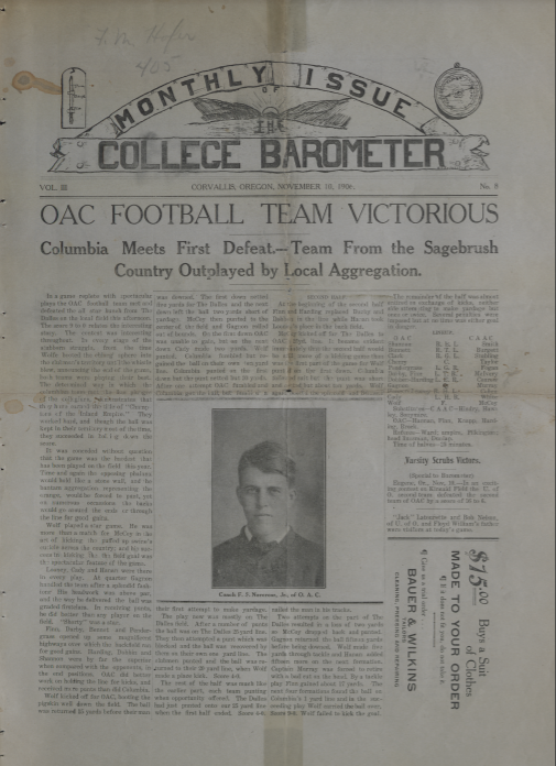 OAC College Barometer, November 10, 1906, The Daily Barometer
