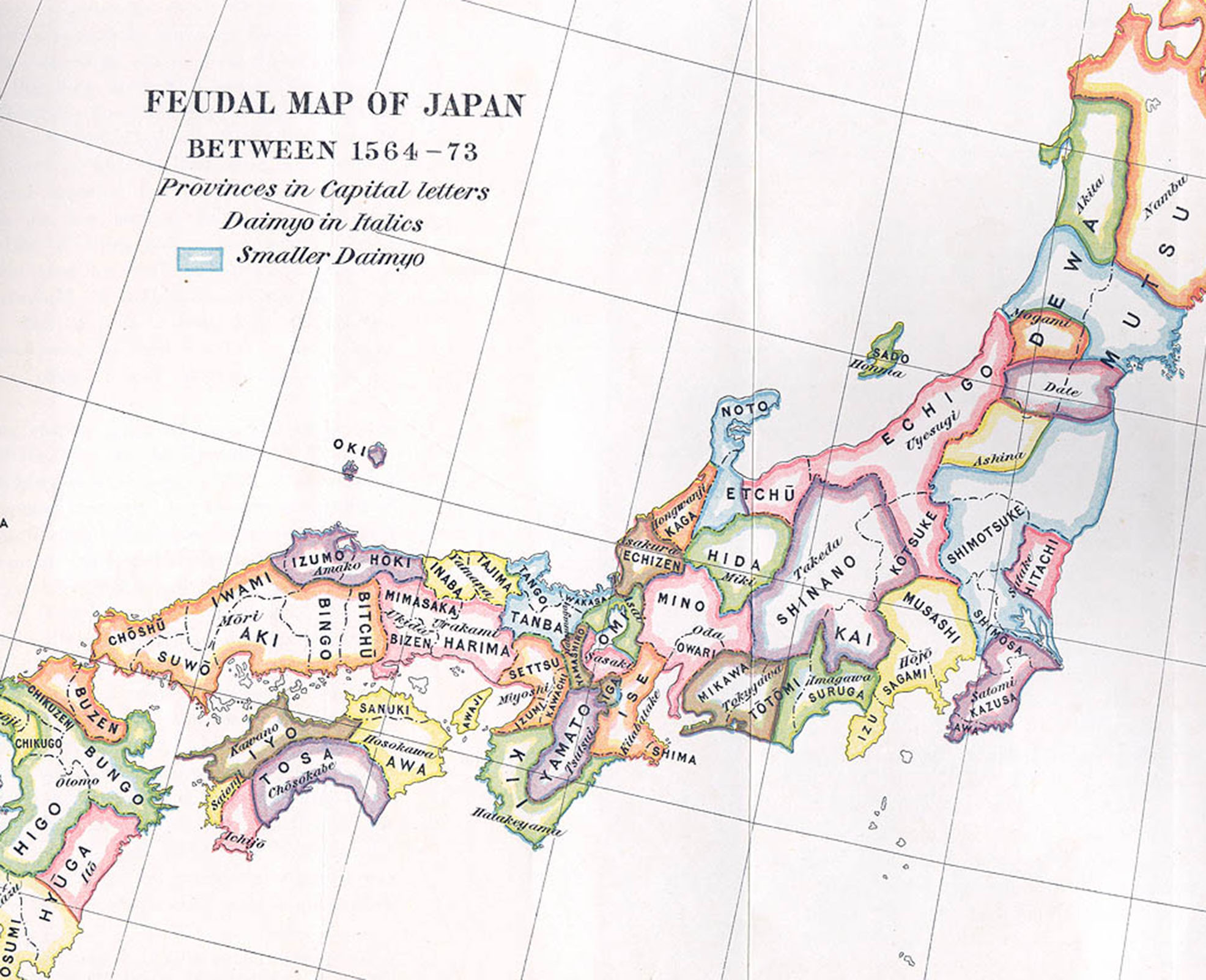 Color feudal map of Japan, e-Asia Digital Library