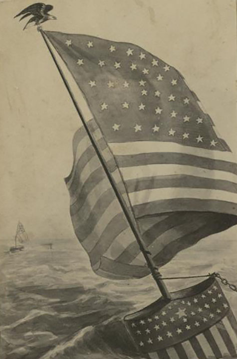 Lithograph of U.S. Flag Buoy, Joel Palmer Papers