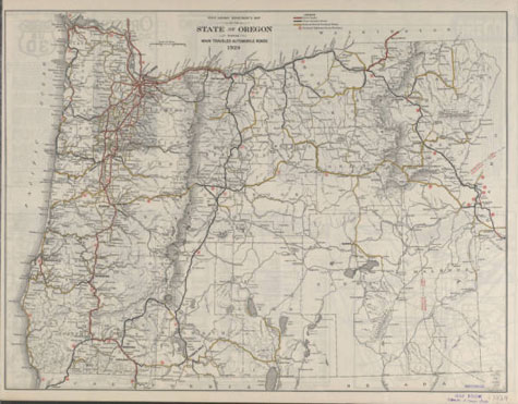 State Highway Department's map of the state of Oregon showing main traveled automobile roads, 1929, Oregon Maps