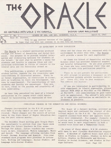 The Oracle, March 1965, Oregon State University Student Protest and Underground Publications