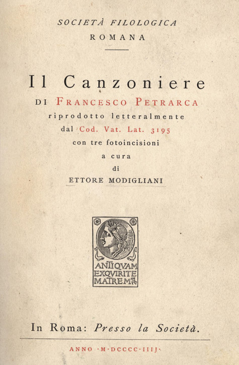 Modigliani Edition, Petrarch Canzionere