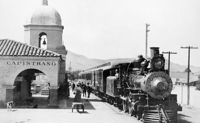 Locomotive number 18 is at the Capistrano train depot. , Randall V. Mills Transportation Collection (1907-1952) photographs, ca. 1937-1952