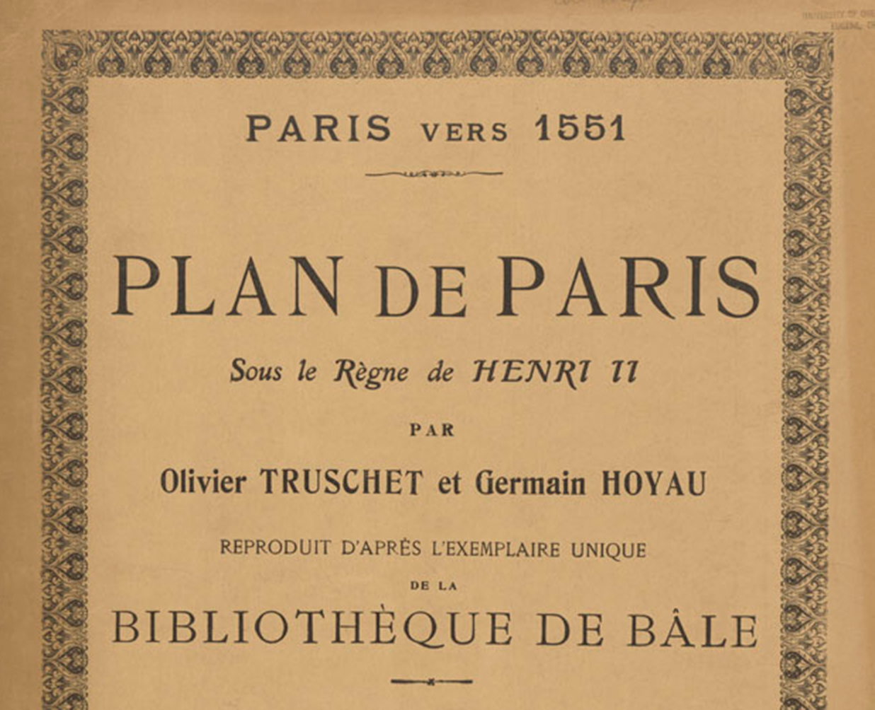 Plan de Paris, UO Design Library Special Collections