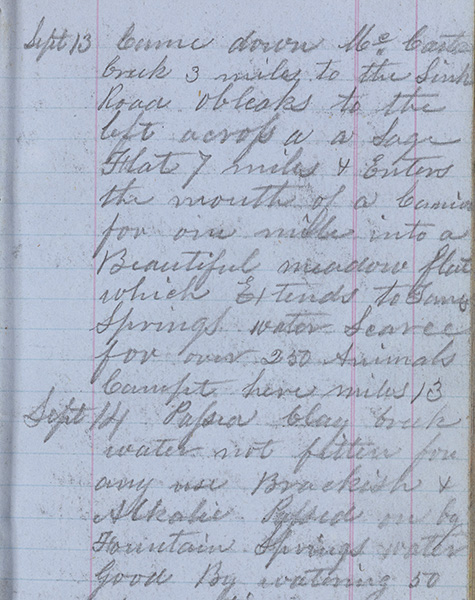 Diary entry dated September 13, Willis Dunagan diaries and legal papers, 1858-1897