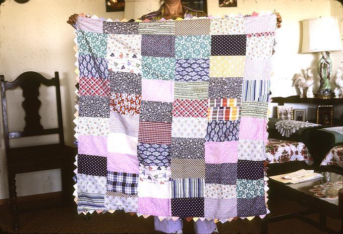 42 x 43 inch pieced cotton quilt