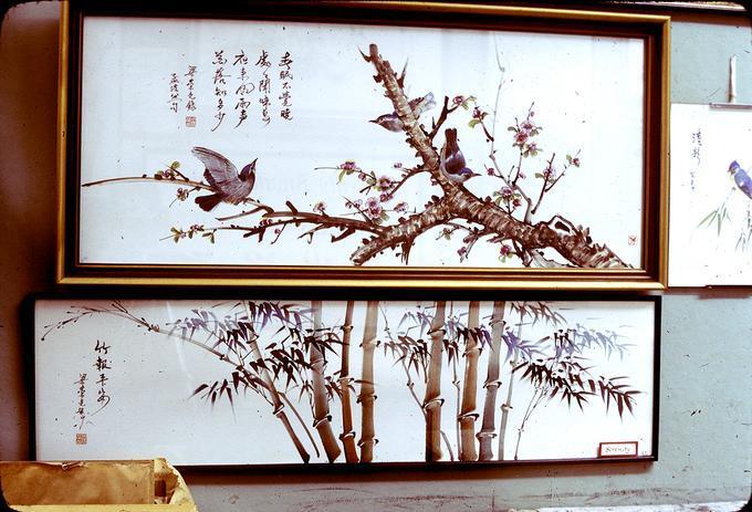 18 x 40 inch plum and bluebird, 12 x 50 inch serenity (bamboo)