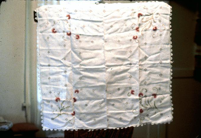 30.5 x 32 inch embroidered single stitch tablecloth / dresser cloth