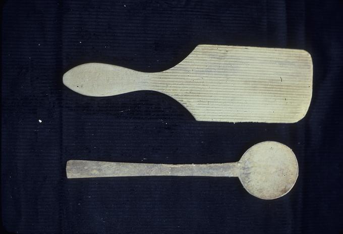 10 1/4 x 3 x 1/4 inch butter paddle and 2 1/4 x 1/2 inch spoon