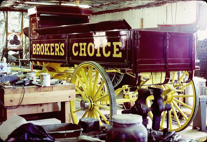 Finished wagon made for Gordon Ross (12 ft  long, 7 ft 5 in high 58 in long. 5.5 ft wheel to wheel. Made 1979.