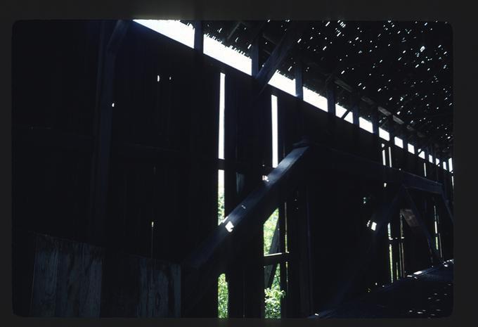 Sequence of slides showing interior and exterior of Antelope Creek Bridge--now abandoned and not in use