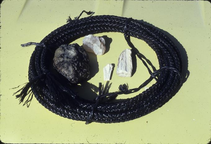 Braided plastic bailing twine rope with rocks