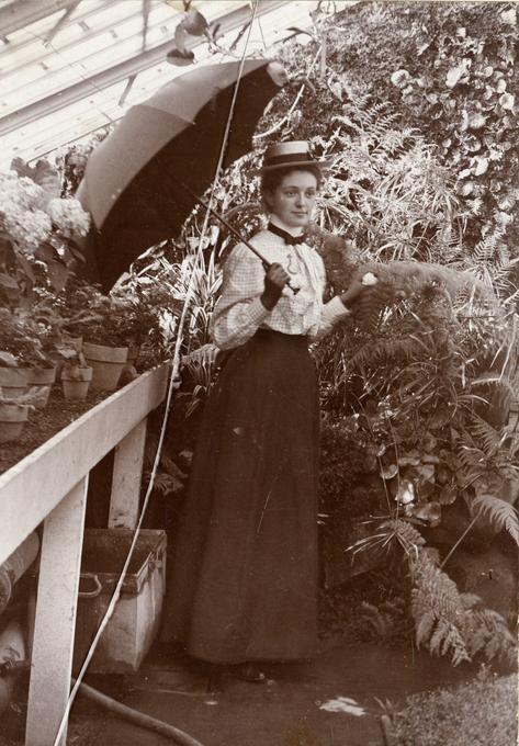 Erma Laurence in college greenhouse