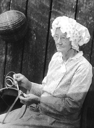 Woman making basket