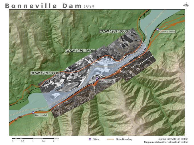 Bonneville Dam: 1939 Aerial Photographs: Guide Map