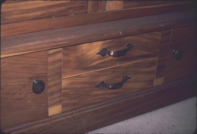 Gun cabinet, detail of drawers