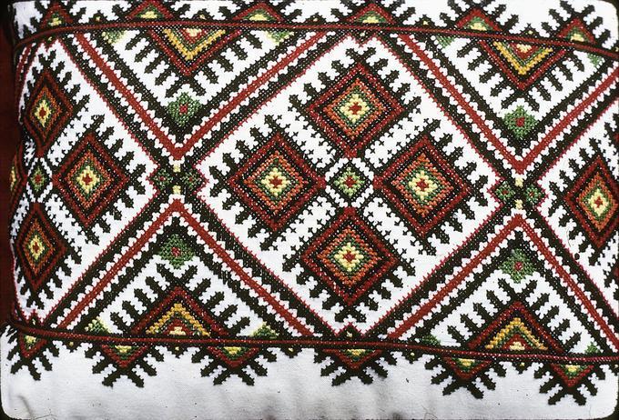 12 x 16 inch embroidered pillow, made around 1961