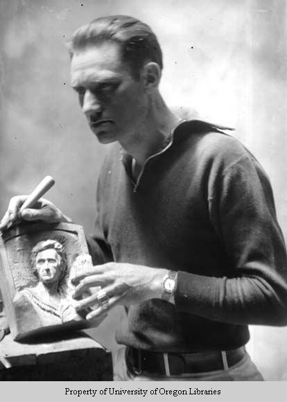 Bert Mullens, Berea College, with carving