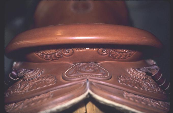 Elmer's personal saddle, detail of back