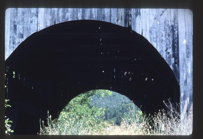 Sequence of slides showing interior and exterior of Antelope Creek Bridge--now abandoned and not in use