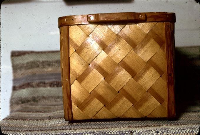 11.5 x 10 x 17 inch fir waste basket, pre-1975