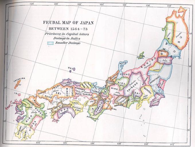 Feudal Map of Japan Between 1564-73