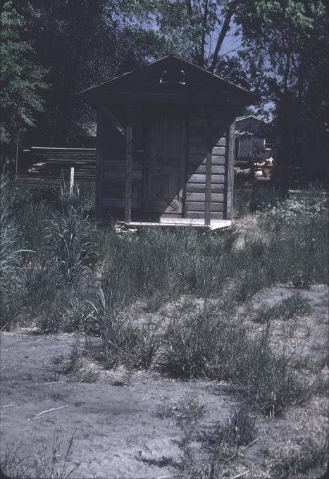 Shed constructed to resemble old western building