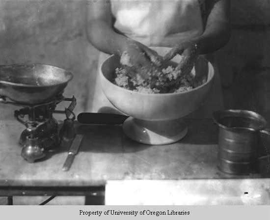 Bakery, Berea College: mixing by hand