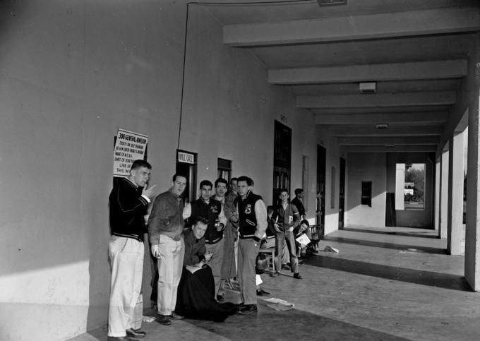 NCAA early risers waiting outside the Coliseum for tickets