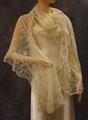 Shawl of ivory net floral lace