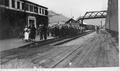 CCC members at train station, leaving La Grande