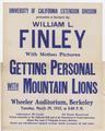 Advertisement for "Getting personal with mountain lions" lecture
