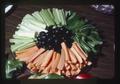 Tray of carrots, celery, green peppers, and olives, Oregon, 1975