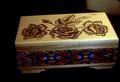 12 x 7 x 4.5 inch birch and basswood box with roses on top, made in December 1978