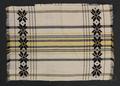 Placemat and Napkin set of hand-woven natural white cotton with horizontal black and yellow stripes and vertical black pin-stripes