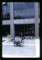 Students, faculty and staff posing at entrance to new Administration Building, Oregon State University, Corvallis, Oregon, circa 1971