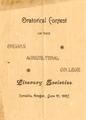Program created for an oratorial contest sponsored by the OAC literary societies, June 1897