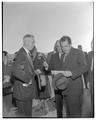 Vice-President Richard Nixon interacts with OSC President August Strand (left), October 26, 1954