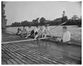 The women's intramural crew team from Winston House entering their shell