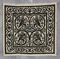 Wall Hanging of black and white double weave cotton (maybe linen) in a reproduction of a Coptic design from the 3rd to 7th century
