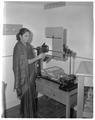 Miss Mercia Indreni Savundranyagam, graduate student in Home Economics, working in the Home Economics Building, October 29, 1960