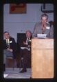 Allan Pinkerton speaking at Oregon Wheat Growers League, Moro, Oregon, 1976