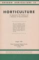 Oregon Agriculture: Horticulture, August 1952