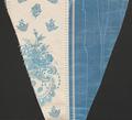 Textile fragment of white taffeta and blue silk moire with floral brocade