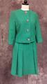 Skirt suit of green and turquoise gingham wool knit