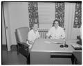 "Mrs. Lora Mortenson of Philomath, 36-year-old starting work for M. D., and Dr. Meller of the health service," September 1954