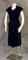 Wedding dress and matching hat of deep blue velvet