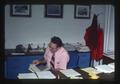 Wilson Foote at desk, Oregon State University, Corvallis, Oregon, September 1977