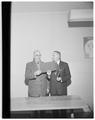 Harry Schoth, Agronomist, receives USDA Superior Service Award from D. F. Beard of Beltsville, MD, February 1956