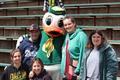 Duck mascot with Special Olympics athletes, 2012